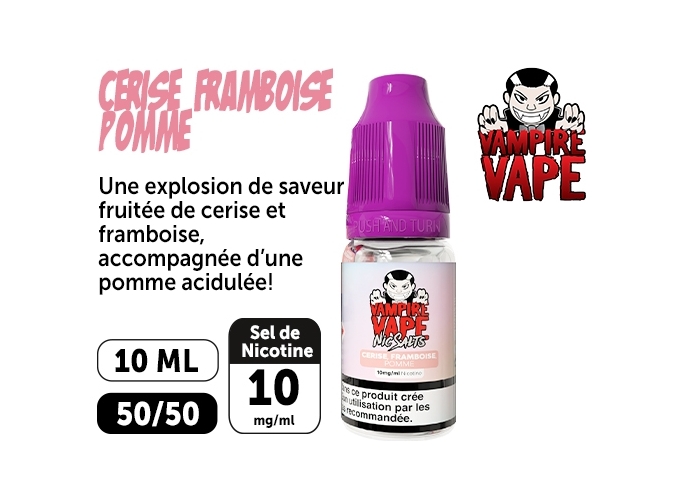 VAMPIRE VAP SALT CERISE FRAMBOISE POMME 10 MG ML