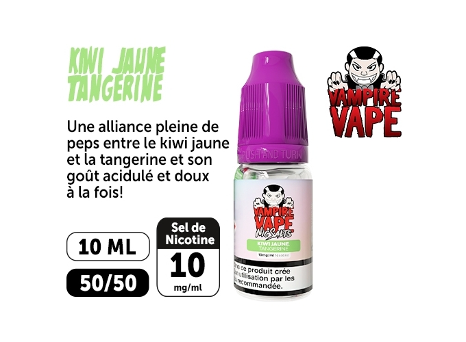 VAMPIRE VAP SALT KIWI JAUNE TANGERINE 10 MG ML
