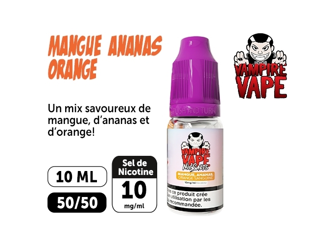 VAMPIRE VAP SALT MANGUE ANANAS ORANGE 10 MG ML