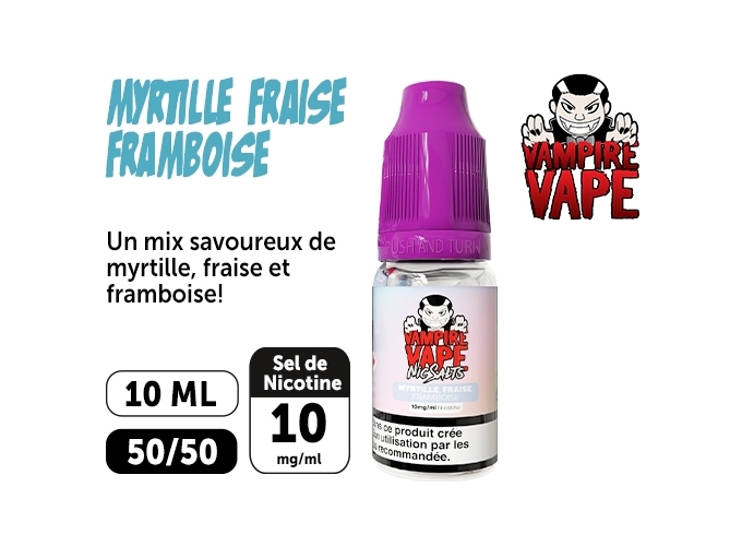 VAMPIRE VAP SALT MYRTILLE FRAISE FRAMBOIS 10 MG ML