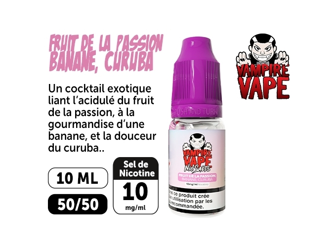 VAMPIRE VAP SALT  PASSION BANANE CURUBA 10 MG ML