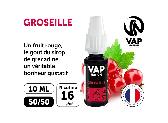 VAP NATION 10ml GROSEILLE 16 MG ML