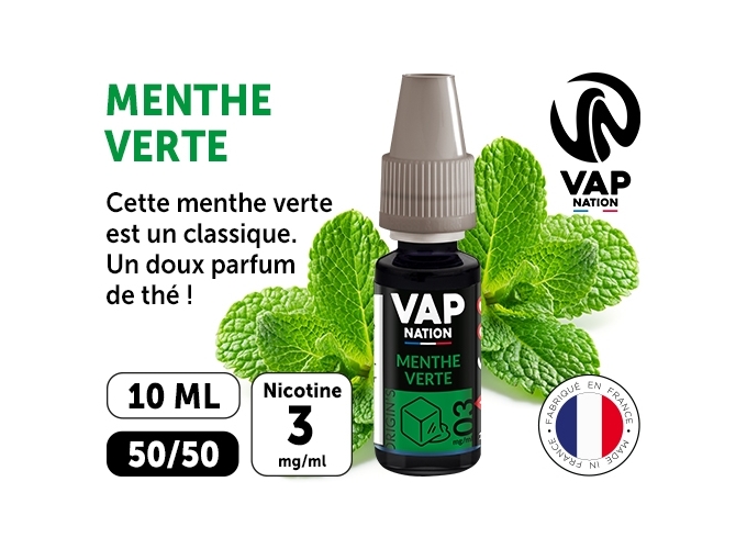 VAP NATION 10ml  MENTHE VERTE 03MG