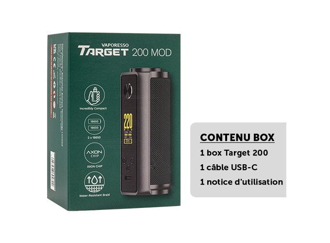 VAPORESSO  BOX SEULE TARGET 200 - Couleur   VERTE