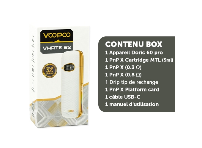 VMATE E2 VOOPOO 1500 mha BLANCHE