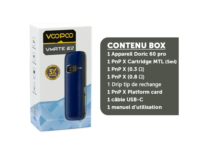 VMATE E2 VOOPOO 1500 mha BLEUE