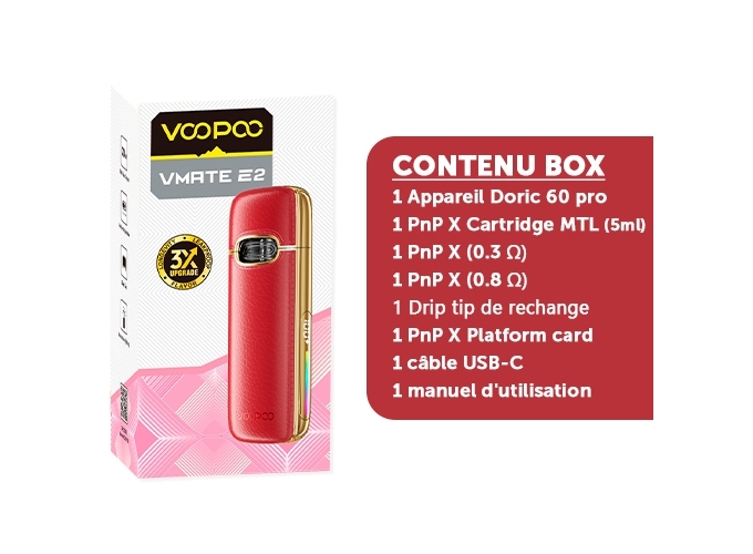 VMATE E2 VOOPOO 1500 mha ROSE ET ROUGE