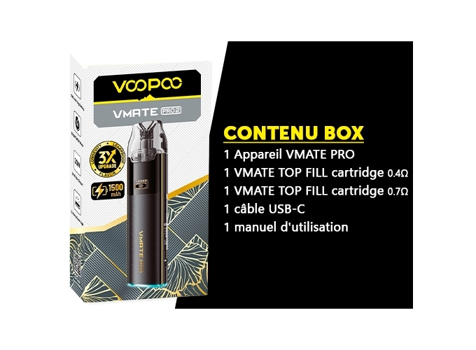 VMATE PRO 2 VOOPOO 1500 mha BLACK