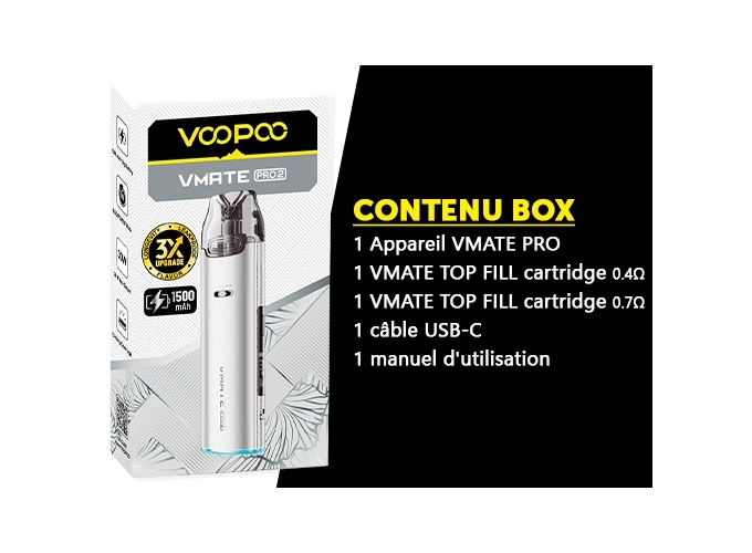 VMATE PRO 2 VOOPOO 1500 mha SILVER