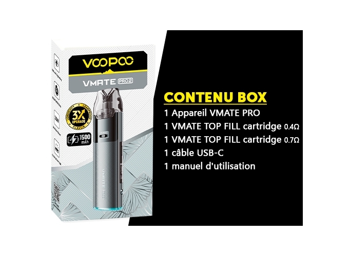 VMATE PRO 2 VOOPOO 1500 mha SPACE GREY