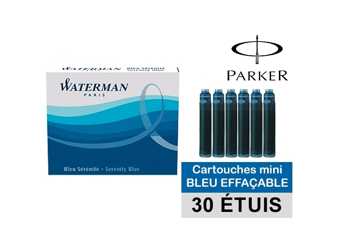 WATERMAN ETUI 6 CARTOUCHES MINI BLEU EFFAC. (30)