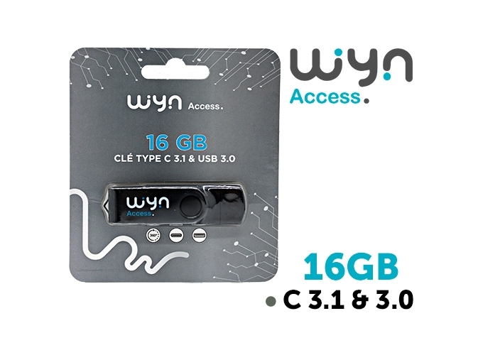 WYN CLE 16 GB USB-C 3.1 ET USB 3.0