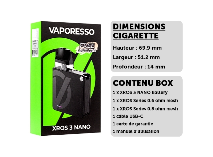 XROS 3 NANO VAPORESSO BLACK