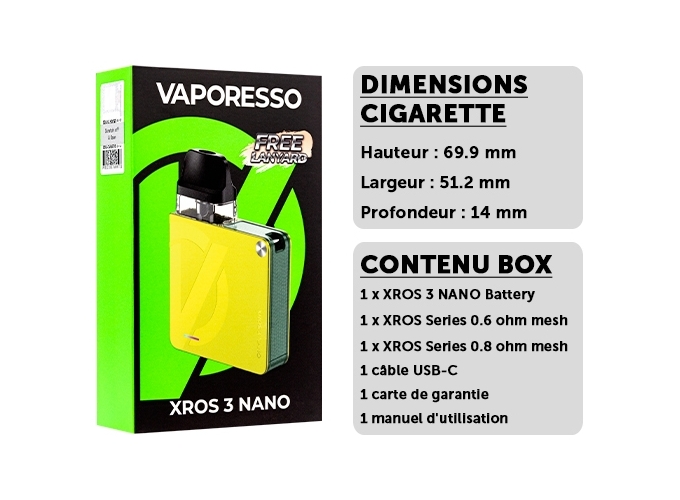 XROS 3 NANO VAPORESSO LEMON YELLOW