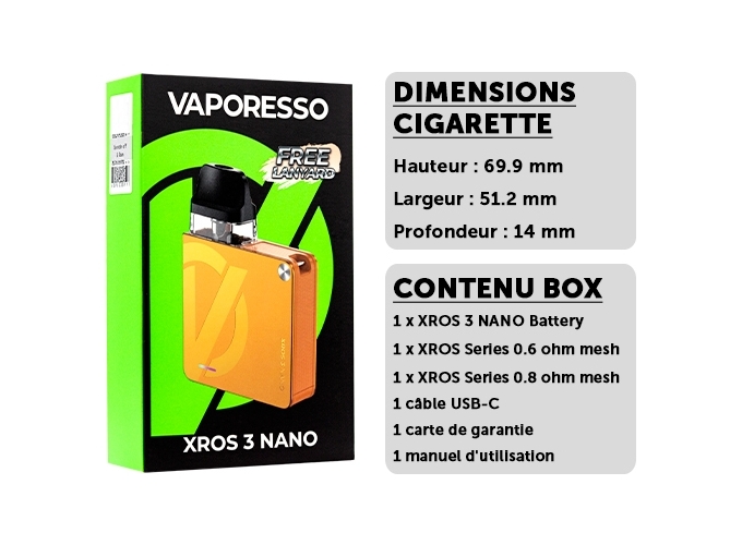 XROS 3 NANO VAPORESSO VITAL ORANGE
