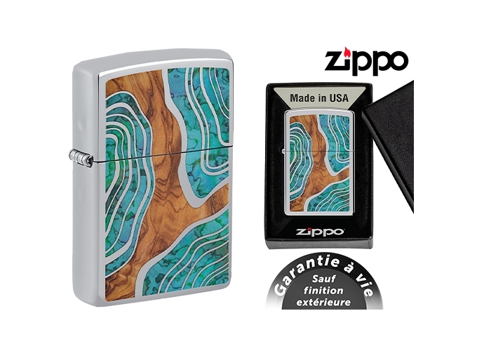 ZIPPO 46118 G.M  WOOD AND SHELL LOOK  (1)