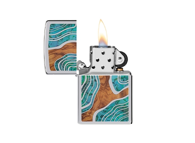 ZIPPO 46118 G.M  WOOD AND SHELL LOOK  (1)