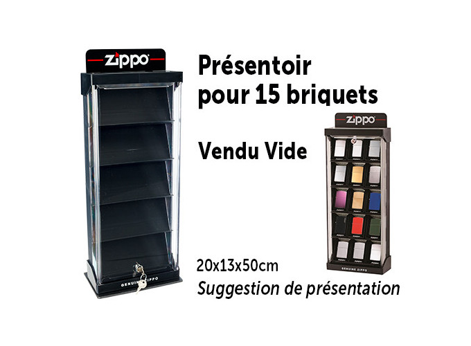 ZIPPO VITRINE POUR 15 PIECES (1) 20x13x50cm