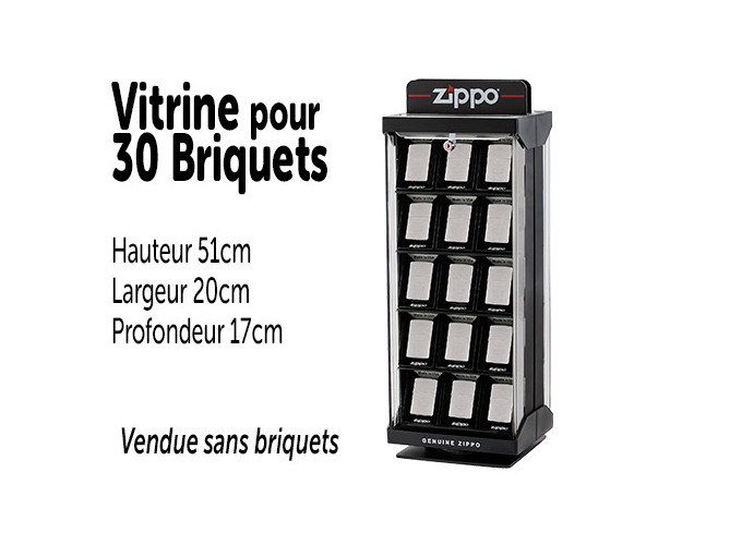 ZIPPO VITRINE POUR 30 PIECES (1) 20x17x51cm