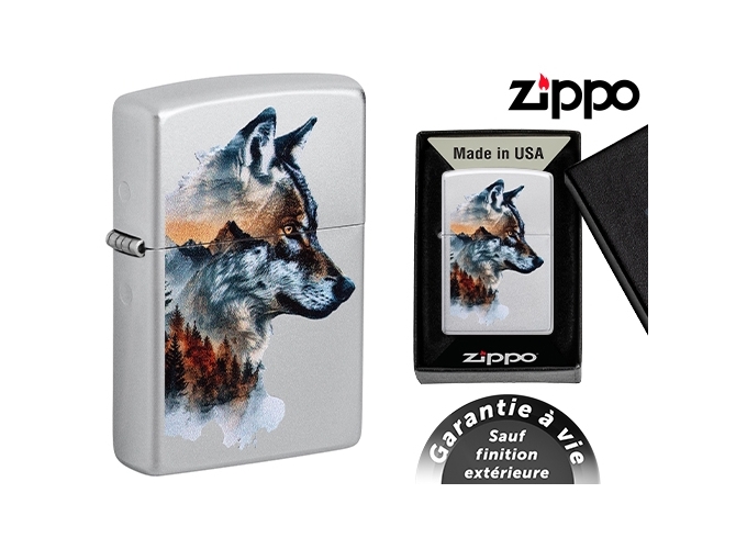 ZIPPO   WATERCOLOR WOLF DESIGN   (1)